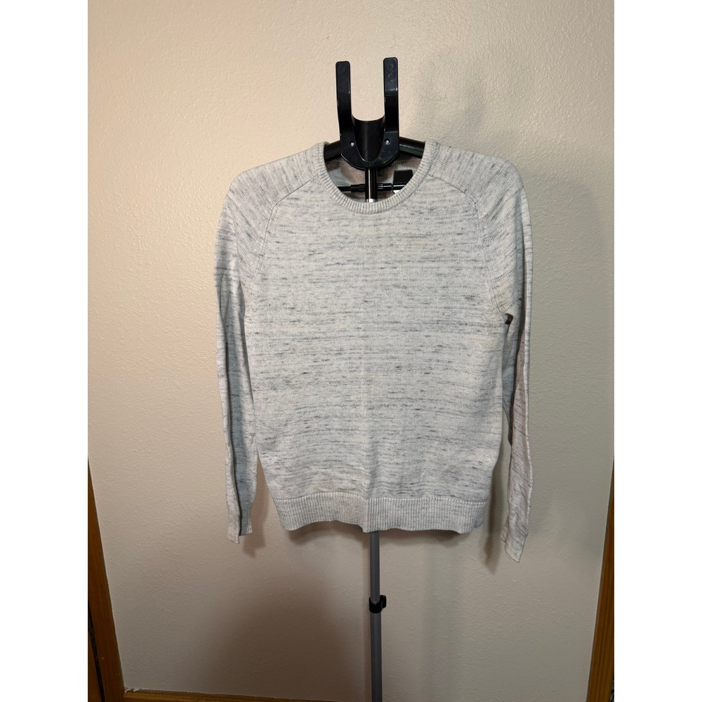 Merona‎ Mens Space Dye Crewneck Sweater Gray Cotton Wool Blend Raglan Small